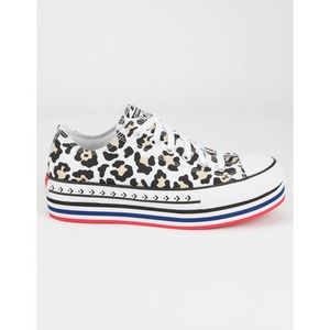RARE Converse Custom Cheetah Print Platform Sneakers